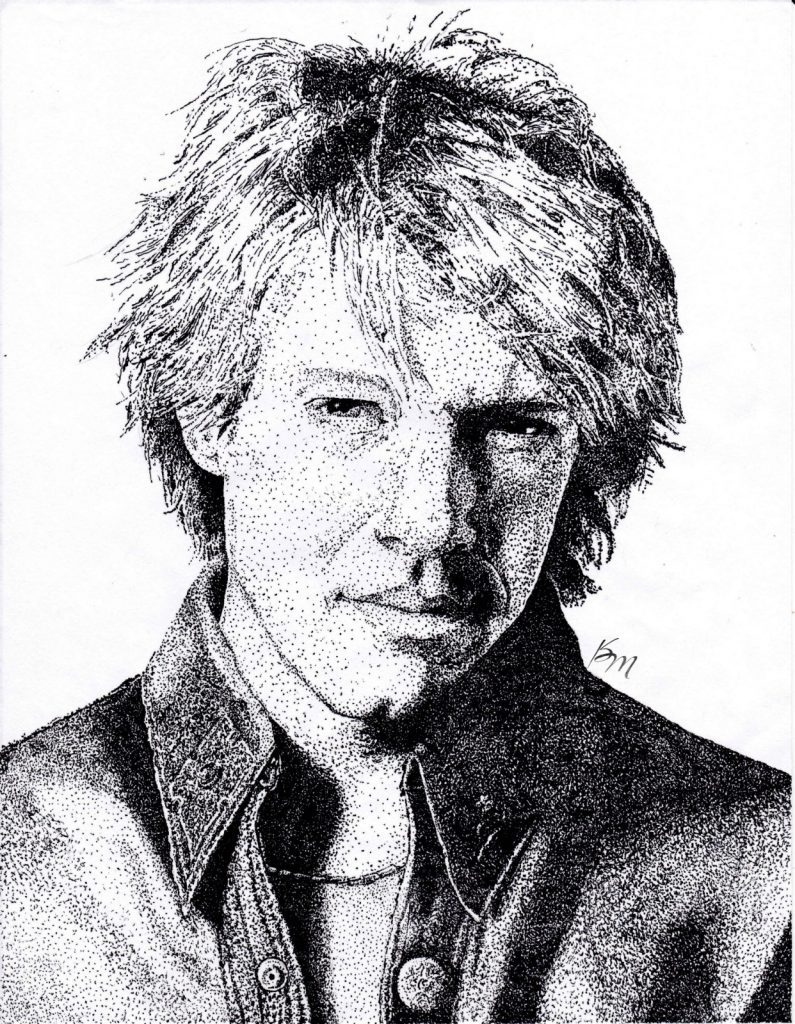 traditionelle Zeichnung - Jon Bon Jovi Dotwork Fineliner - Karina May