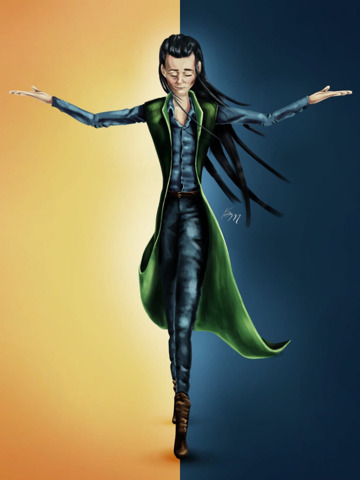 digitale Zeichnung - Götterbilder Loki - nordische Mythologie Wikinger Tom Hiddleston Marvel - Karina May