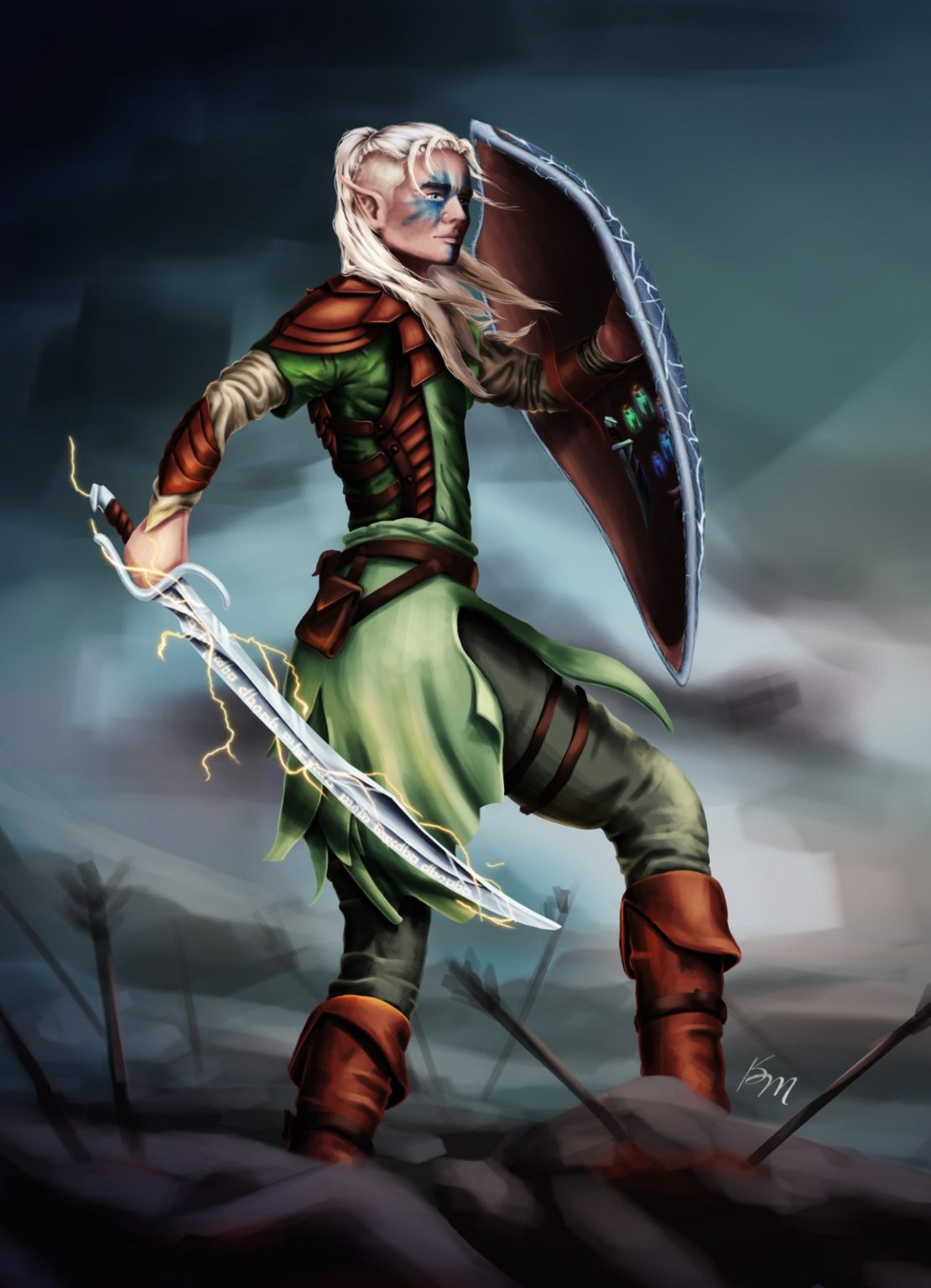 Karina May - Rollenspiel Charakter Elfe Krieger mit Schwert und Schild - Auftragsarbeit